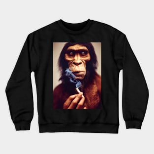 Smoker Neanderthal man Crewneck Sweatshirt